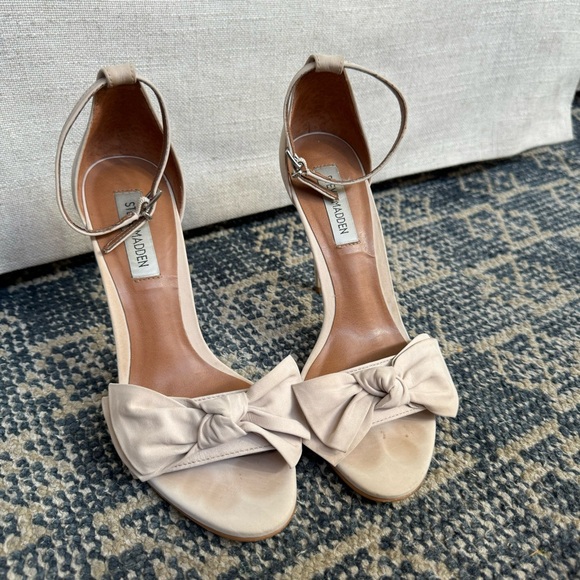 Steve Madden Blush Pink Nubuck Leather Bow Stiletto Heels 7.5 - Picture 1 of 14